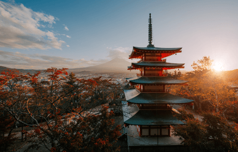 Japan — Traditional gardens and modern skyscrapers